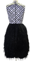 Printed circle luxurious fabric with fur stringy fabric