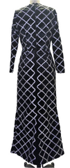 Noir Grid Velvet Column Gown