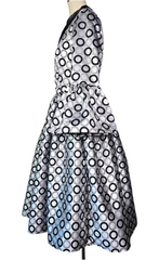 Circle - Print Dress with Black Satin Collar