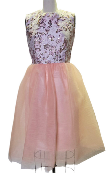 Pink party brocade tulle dress