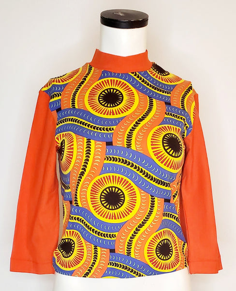 AP Orange African Print knit top