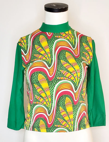 AP Yellow Green African Print knit top