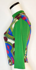 KTE Blue Green African knit top